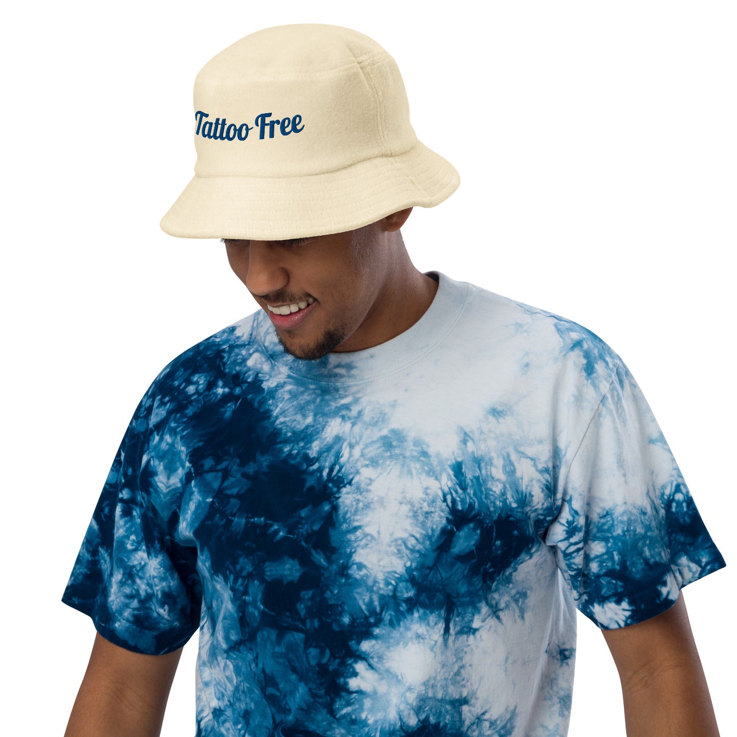Tattoo free Navy / light blue terry cloth bucket hat